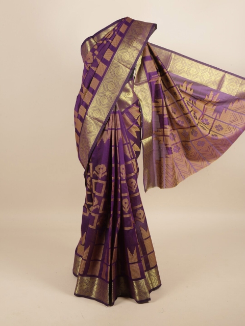 

Pothys Violet & Tan Woven Design Zari Saree