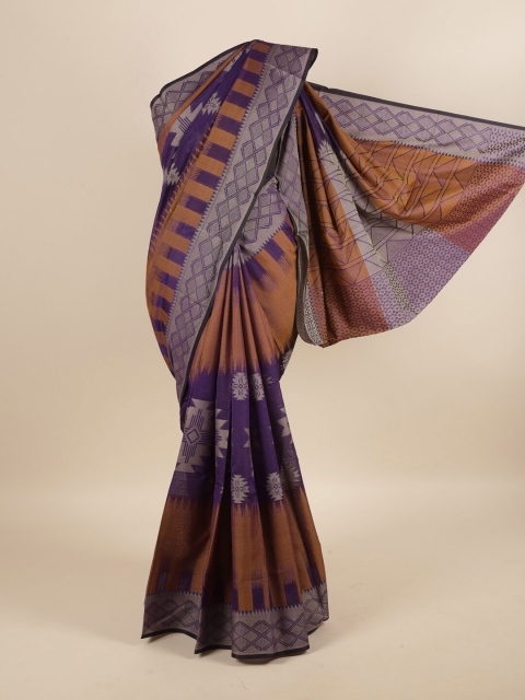 

Pothys Violet & Tan Ethnic Motifs Saree