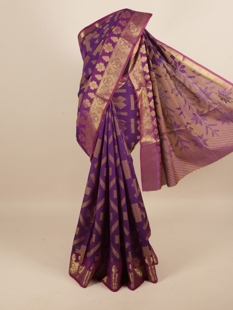 

Pothys Violet & Gold-Toned Zari Saree