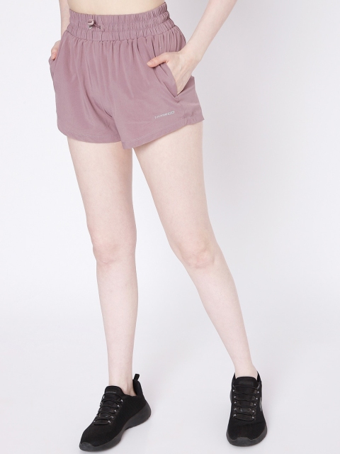 

Silvertraq Women Pink Solid Slim Fit High-Rise Sports Shorts