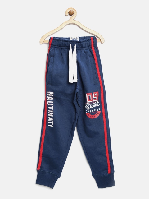 

Nauti Nati Boys Navy Printed Track Pants, Navy blue