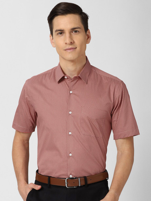 

Peter England Men Maroon & Beige Opaque Printed Pure Cotton Formal Shirt