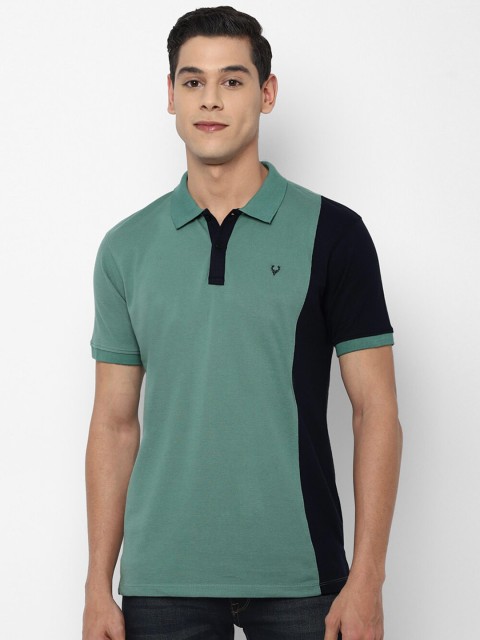 

Allen Solly Men Green Colourblocked Polo Collar Applique T-shirt