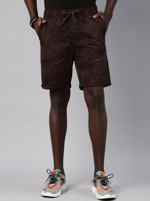 

Breakbounce Men Brown Floral Printed Slim Fit Pure Cotton Chino Shorts