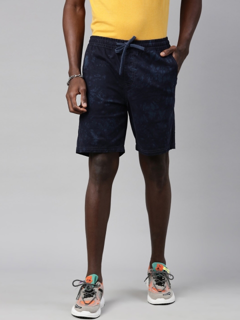 

Breakbounce Men Blue Tie and Dye Printed Slim Fit Regular Shorts