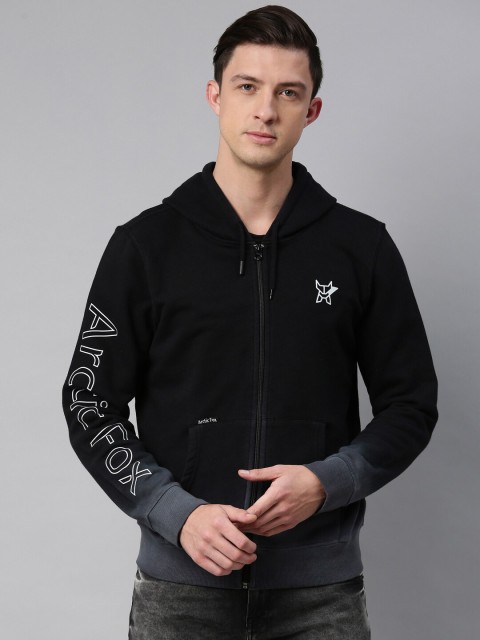 

Arctic Fox Unisex Black Printed Hooded Sweatshirt