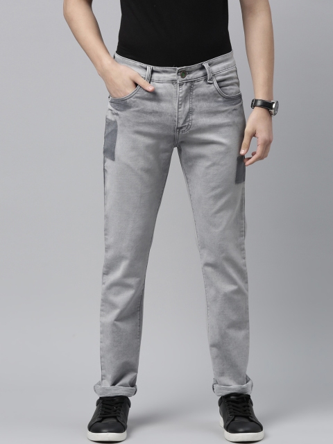 

CINOCCI Men Grey Slim Fit Slash Knee Heavy Fade Colourblocked Stretchable Jeans