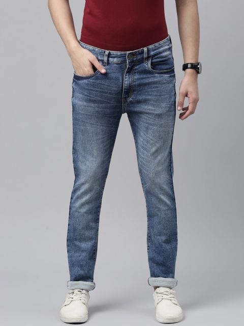 

CINOCCI Men Blue Slim Fit Low Distress Heavy Fade Stretchable Jeans