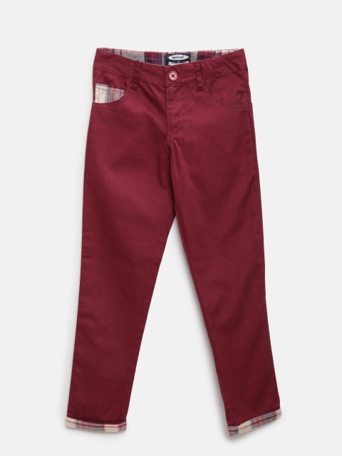 

Nauti Nati Boys Wine-Coloured Solid Trousers, Burgundy