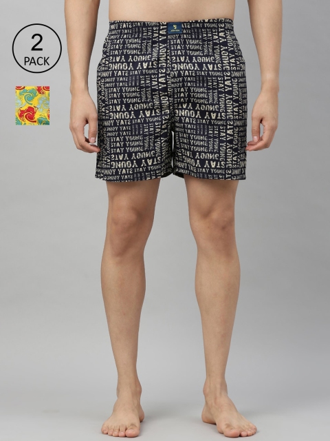 

Joven Men Pack Of 2 Pure Cotton Boxers JB2PV-SYWV, Navy blue