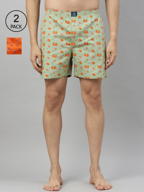

Joven Men Pack Of 2 Printed Pure Cotton Boxers JB2PV-PHOR, Green
