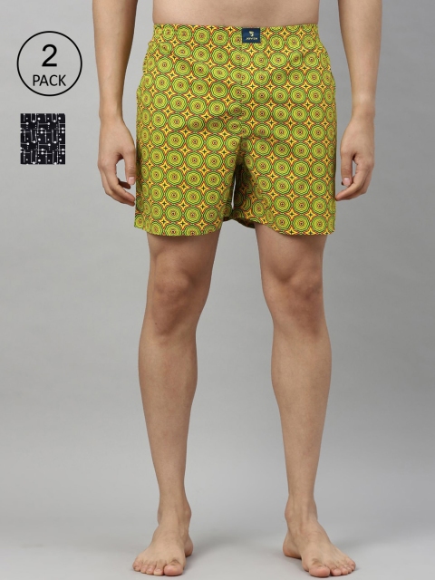 

Joven Men Pack Of 2 Printed Pure Cotton Boxers JB2PV-BPKL, Black