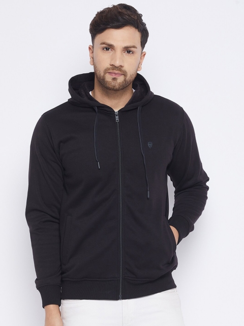 

Okane Men Black Cotton Hooded Sweatshirt