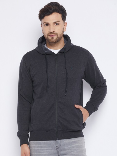 

Okane Men Grey Hooded Sweatshirt