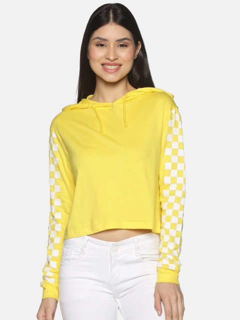 

UrGear Women Yellow Hooded Sweatshirt