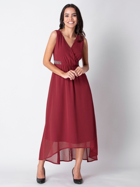 

FabAlley Maroon Georgette Maxi Dress