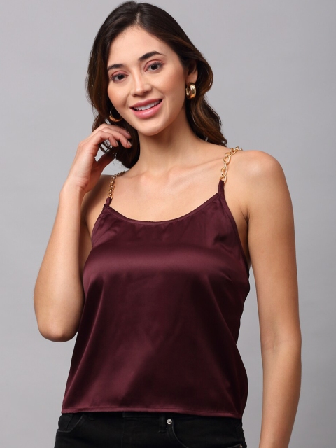 

NEUDIS Maroon Sheen Satin Regular Top