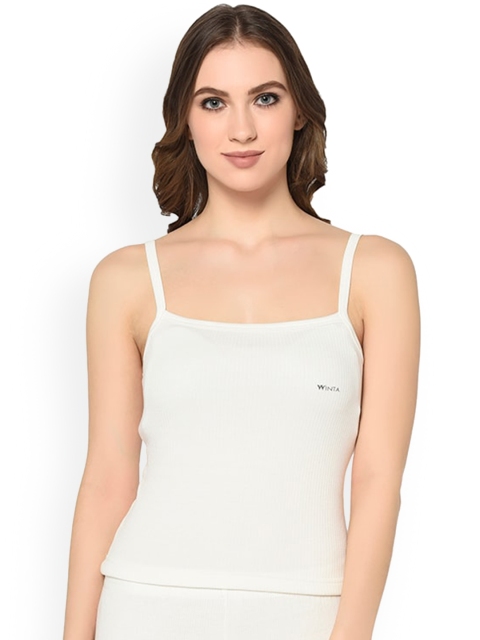 

GROVERSONS Paris Beauty Women White Solid Strappy Thermal Top
