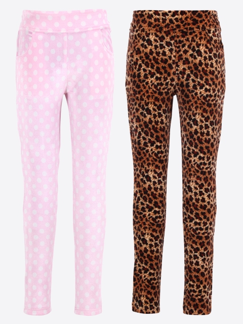 

CUTECUMBER Girls Pack Of 2 Printed Ankle Length Leggings, Pink