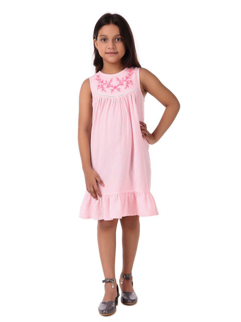 

Miyo Pink & White Striped A-Line Dress