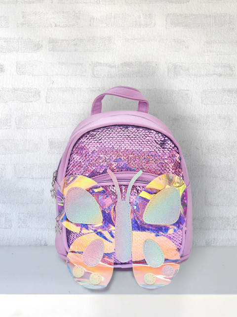 

POPLINS Kids Purple & Silver-Toned Graphic Embellished Backpack