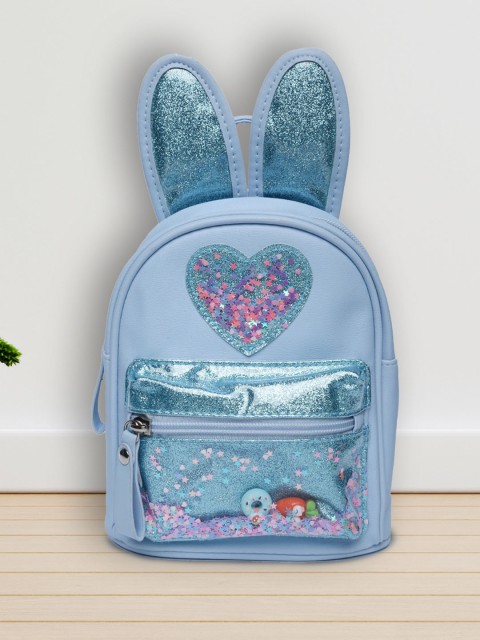 

POPLINS Kids Blue & Pink Sparkle Bunny Heart Backpack