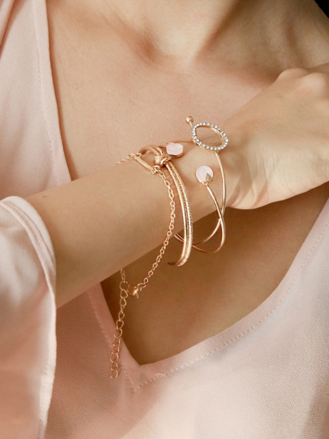 

ToniQ Women Set of 4 Gold-Toned Gold-Plated Charm Bracelet