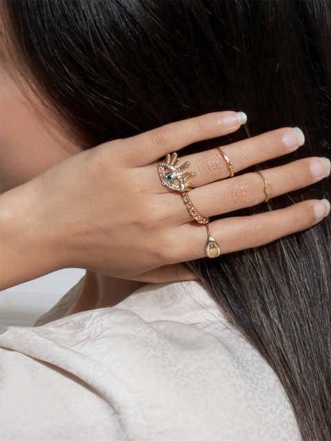 

ToniQ Set Of 6 Gold Plated Finger Ring
