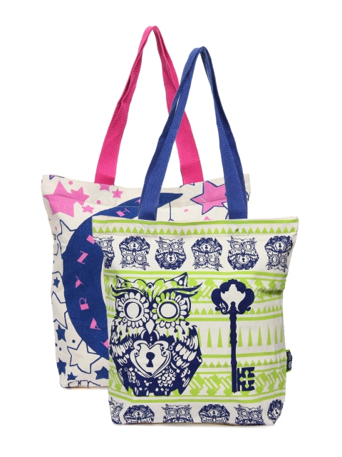 

Kanvas Katha Pack of 2 Printed Canvas Tote Bags, Cream