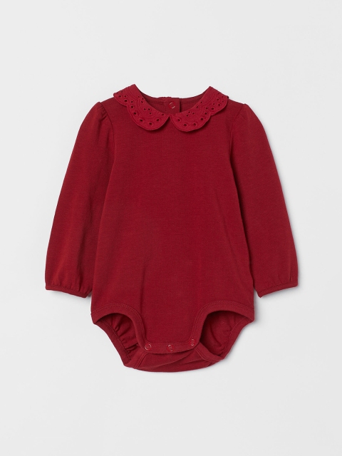 

H&M Girls Red Lace-Collar Bodysuit