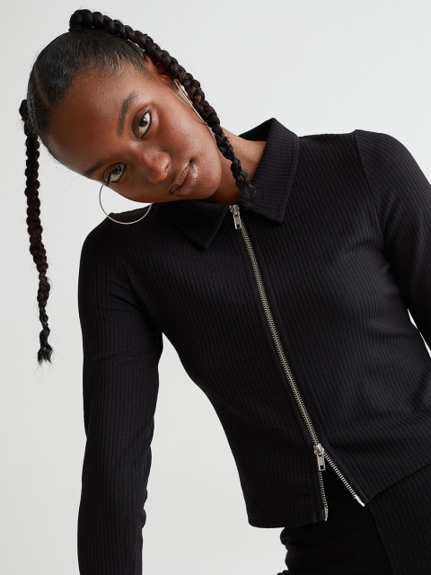 

H&M Women Black Collared cardigan