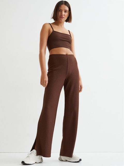 

H&M Women Brown Wide jersey trousers