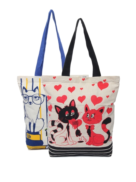 

Kanvas Katha Set of 2 Printed Tote Bags, Red