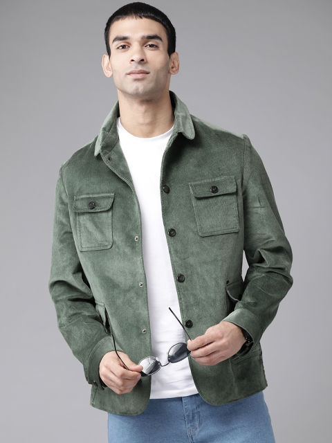 

Blackberrys Men Green Solid Corduroy Tailored Jacket