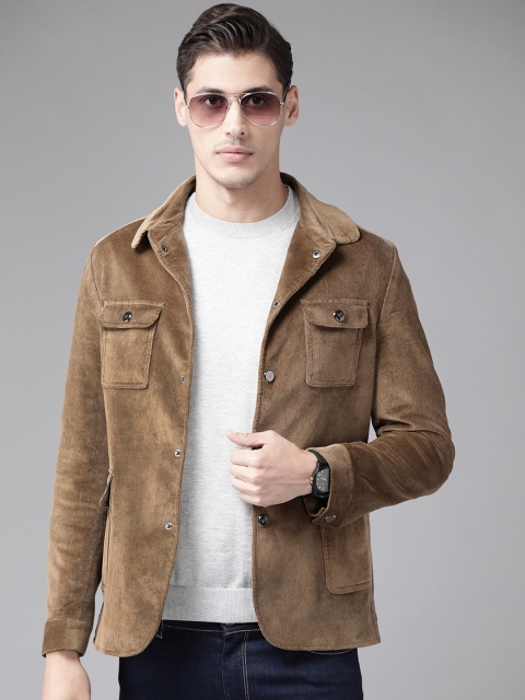 

Blackberrys Men Brown Solid Corduroy Tailored Jacket