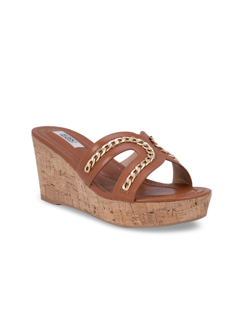 

ROSSO BRUNELLO Tan Leather Wedge Sandals