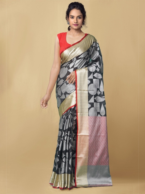 

Unnati Silks Black & Red Woven Design Baluchari Saree
