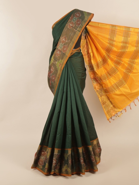 

Pothys Green & Yellow Silk Cotton Saree