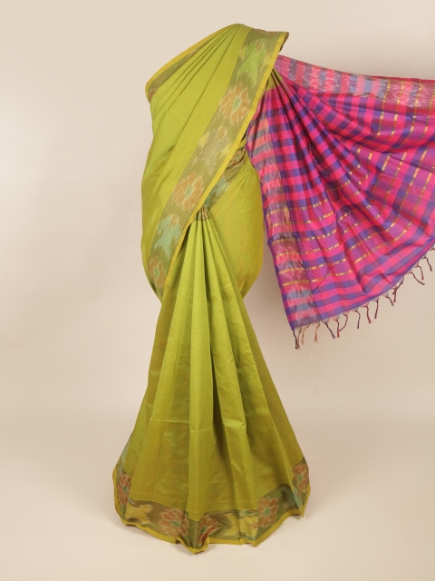 

Pothys Green & Pink Silk Cotton Saree