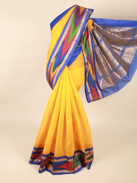 

Pothys Yellow & Blue Woven Design Silk Cotton Saree
