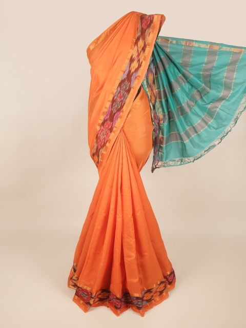 

Pothys Orange & Blue Silk Cotton Saree