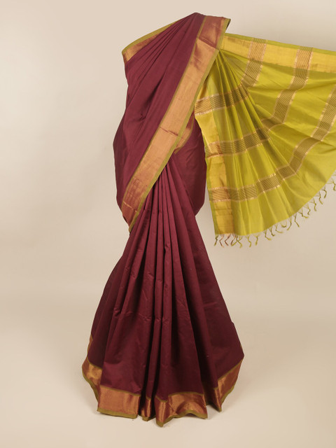 

Pothys Maroon & Green Zari Silk Cotton Saree