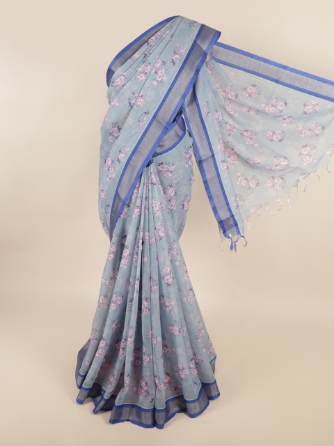 

Pothys Blue & Lavender Floral Silk Cotton Saree