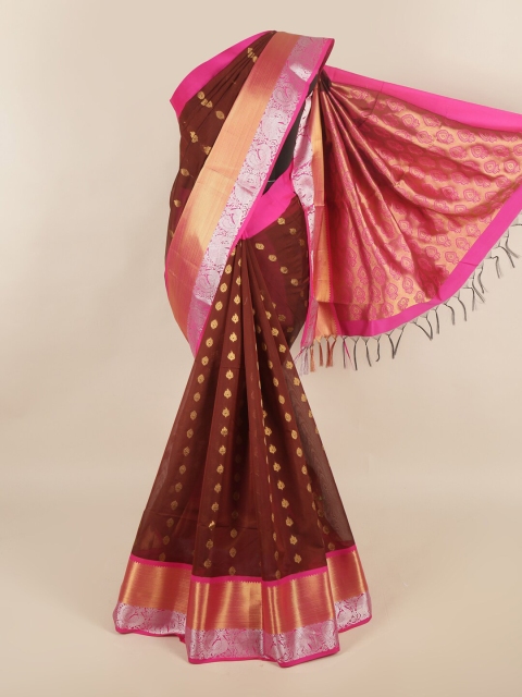 

Pothys Maroon & Pink Ethnic Motifs Zari Silk Cotton Saree