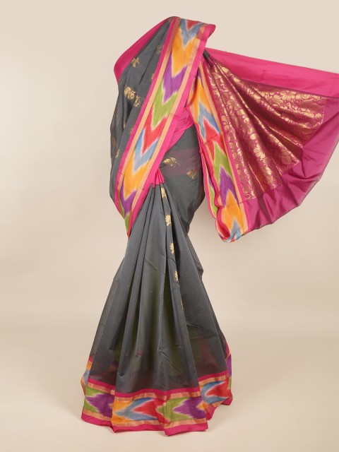 

Pothys Grey & Magenta Ethnic Motifs Silk Cotton Saree