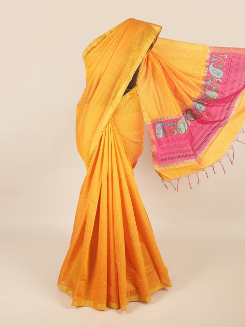 

Pothys Yellow & Pink Silk Cotton Saree