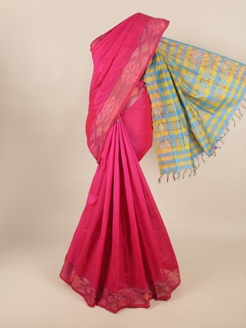 

Pothys Pink & Blue Silk Cotton Saree
