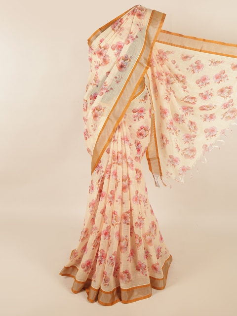 

Pothys Cream-Coloured Floral Silk Cotton Saree