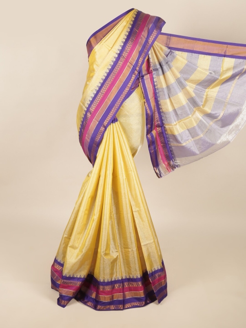 

Pothys Gold-Toned & Blue Silk Cotton Saree