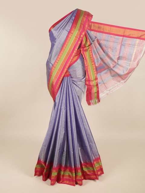 

Pothys Blue & Fuchsia Zari Silk Cotton Saree